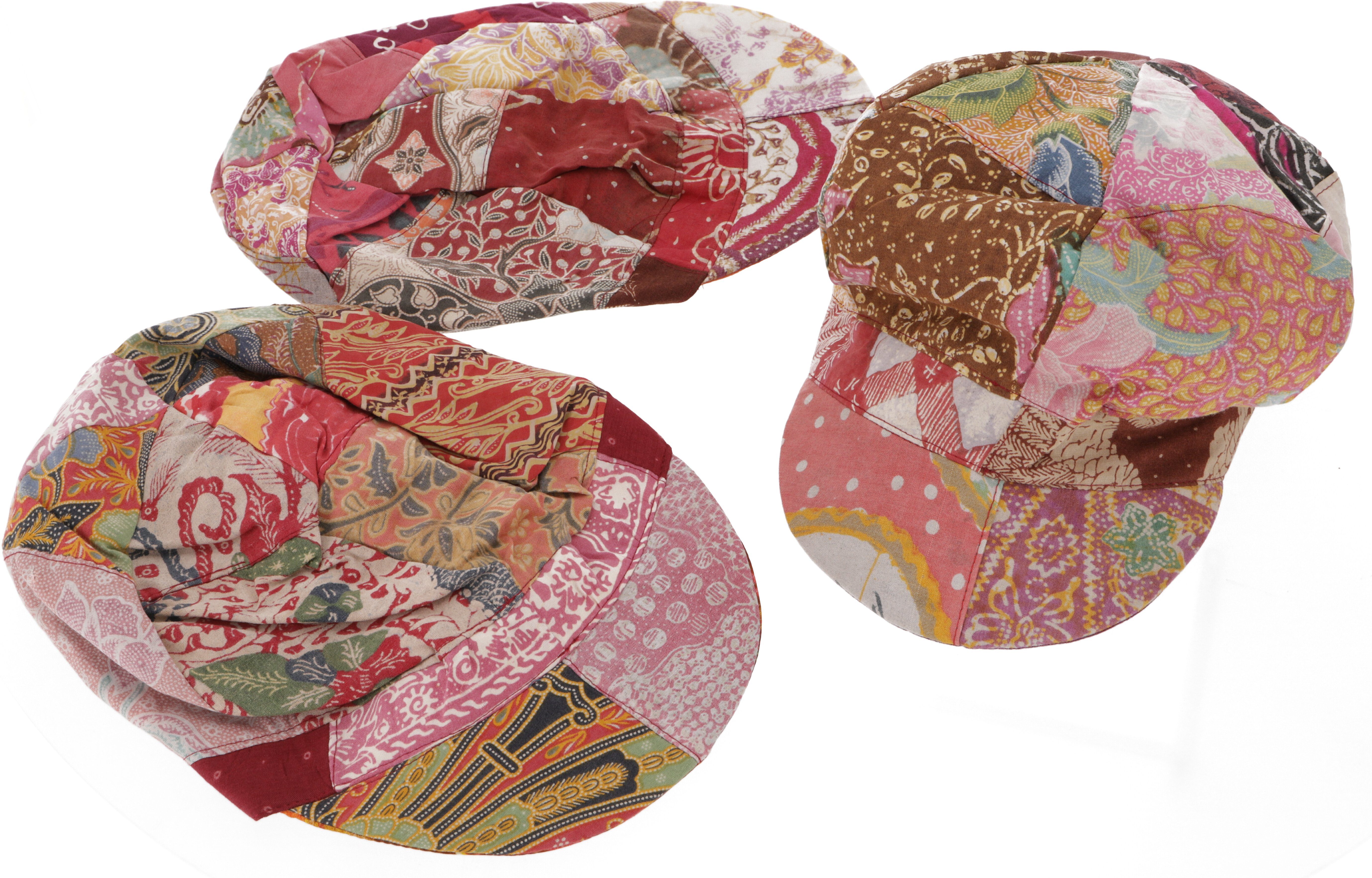 Guru-Shop Strickmütze Patchwork Boho Kappe, Ballon Mütze - rot günstig online kaufen