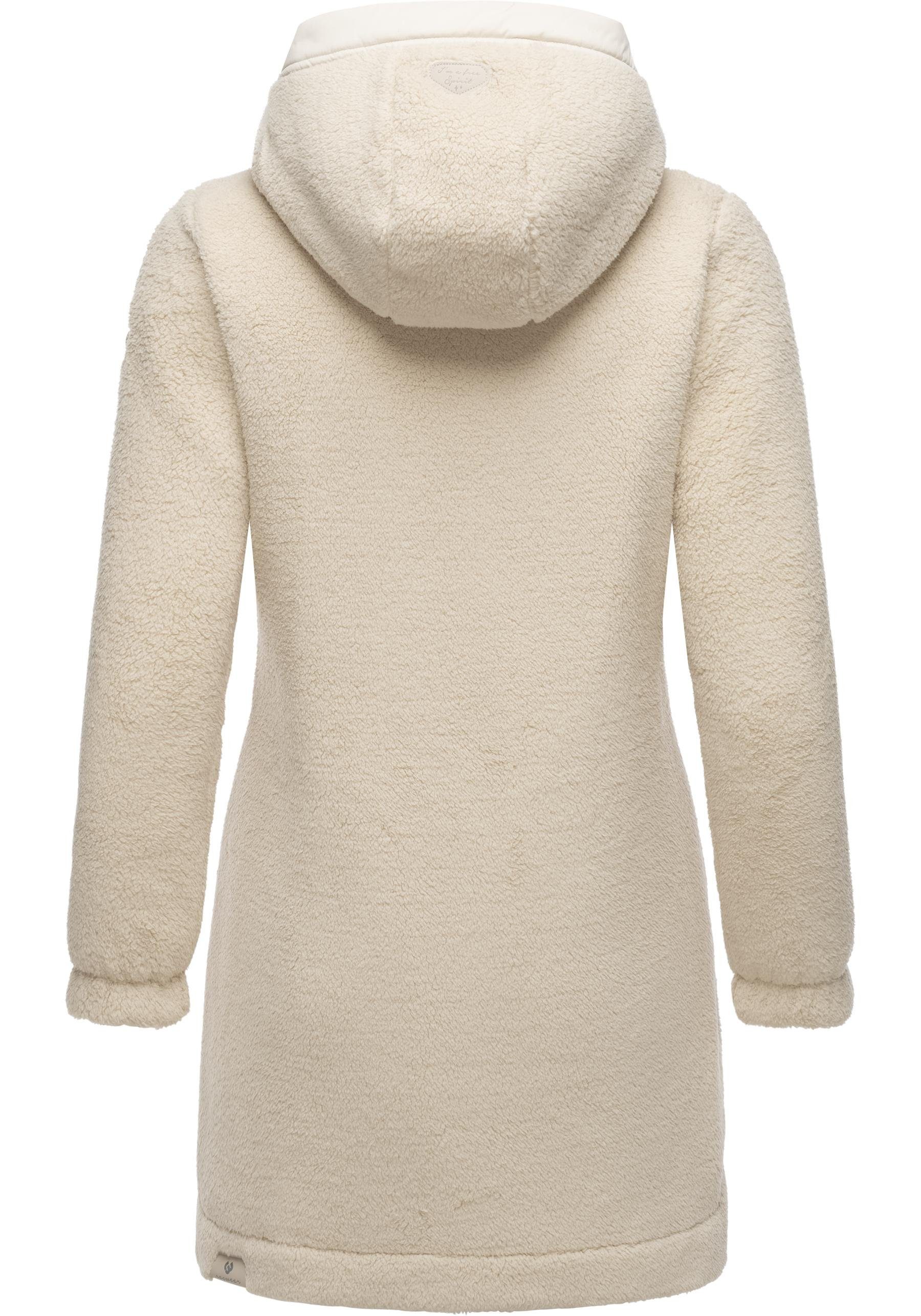 flauschige Outdoorjacke Kapuze beige Übergangsjacke mit Ragwear und Cousy Teddyfell