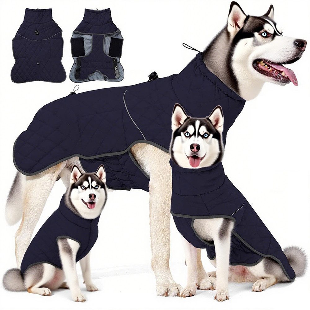 Ledander Hundemantel Winter Hundemantel Wasserdicht mit D-Ring, Warm und Reflektierend, Fleece Hundejacke für Kleine, Mittlere und Große Hunde