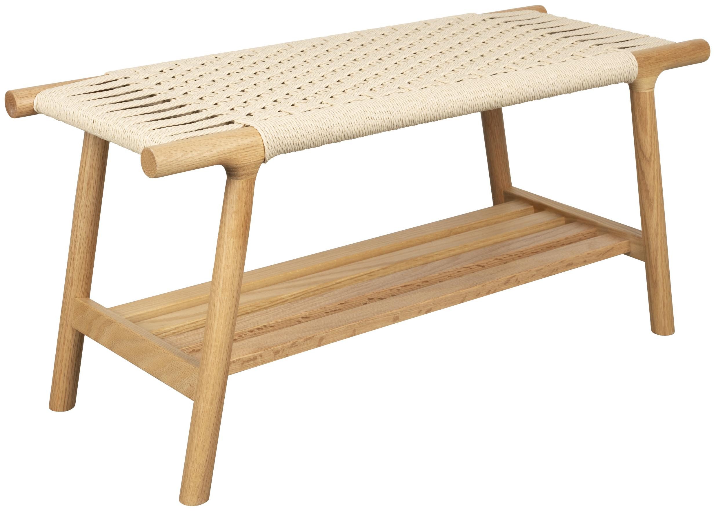 Dutchbone Schuhbank Sitzbank Kintaro aus Eiche Japandi-Design mit Seilgeflecht