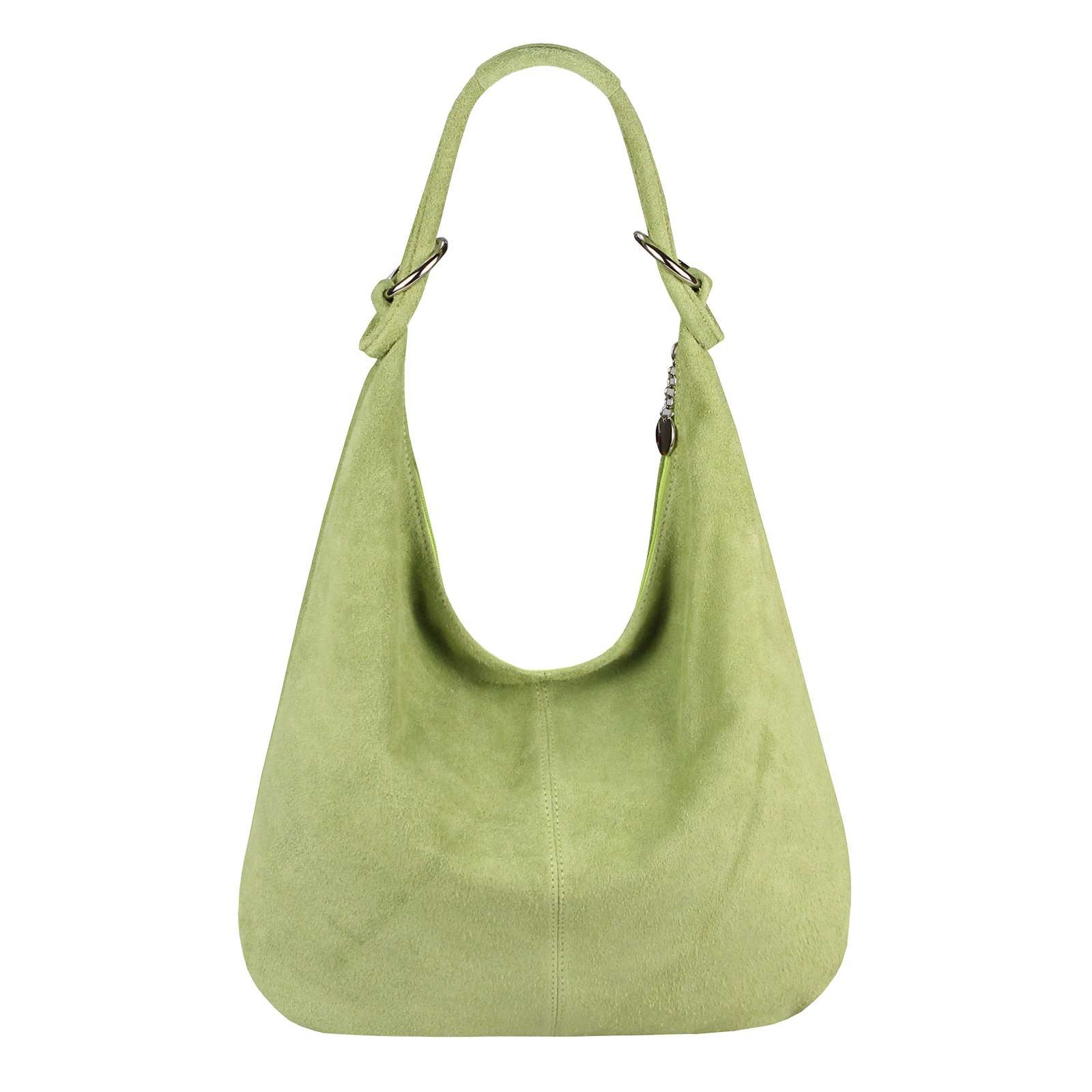 ITALYSHOP24 Schultertasche Made in Italy Damen Leder Tasche Shopper Umhängetasche Hobo Beutel Bag, Henkeltasche Veloursleder Alltagstasche, unter dem Arm tragbar, leicht