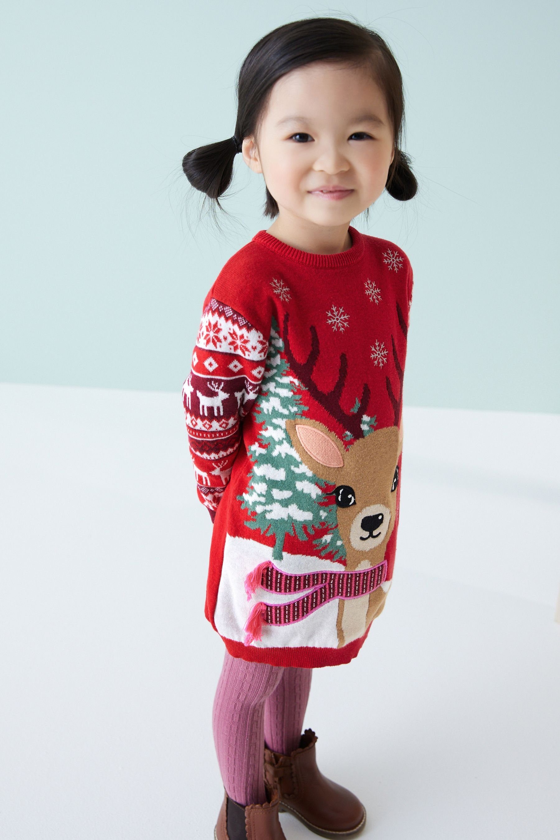 Next Longpullover Weihnachtliches Pulloverkleid (1-tlg)