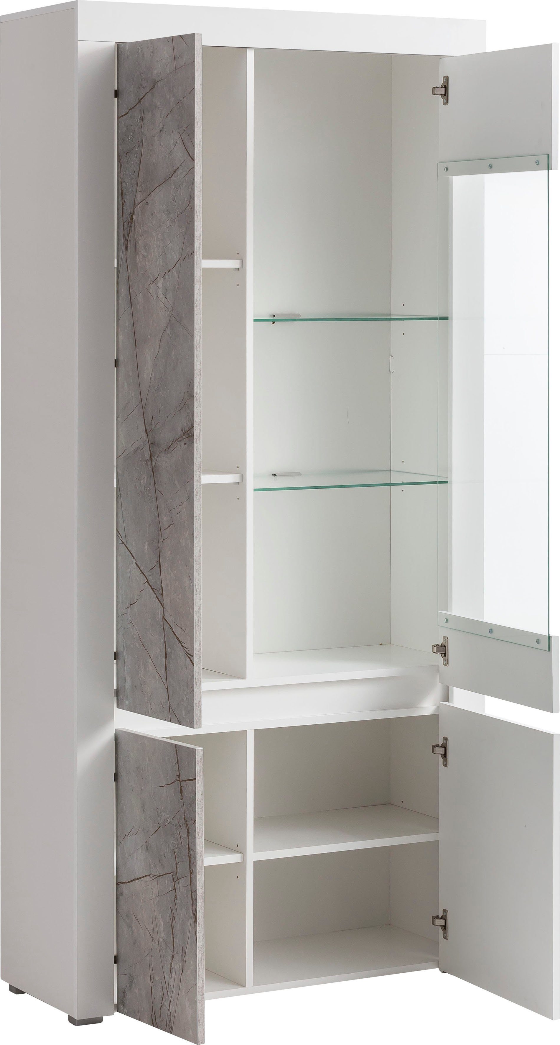 bestehend Möbelstücken, Wohnwand Design, vier Stone grifflosen Home Marble, in Breite IMV cm 390 aus (4-St), affaire