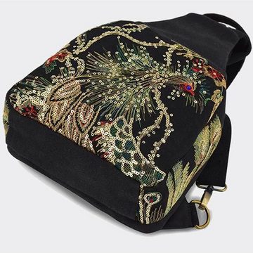 Dekorative Minirucksack Damen Rucksack mit Vintage Bestickter,Einzigartig, Schön (1-tlg), Exquisites Stickereimuster, großes Kapazität