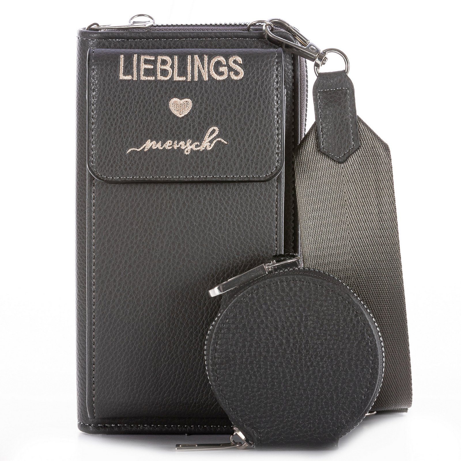 LOREZA Umhängetasche Damen Tasche Umhängetasche 2-Teilig Geldbörse Handytasche Portemonnaie, Geldbörse mit Handyfach - Umhängetasche RFID Schutz