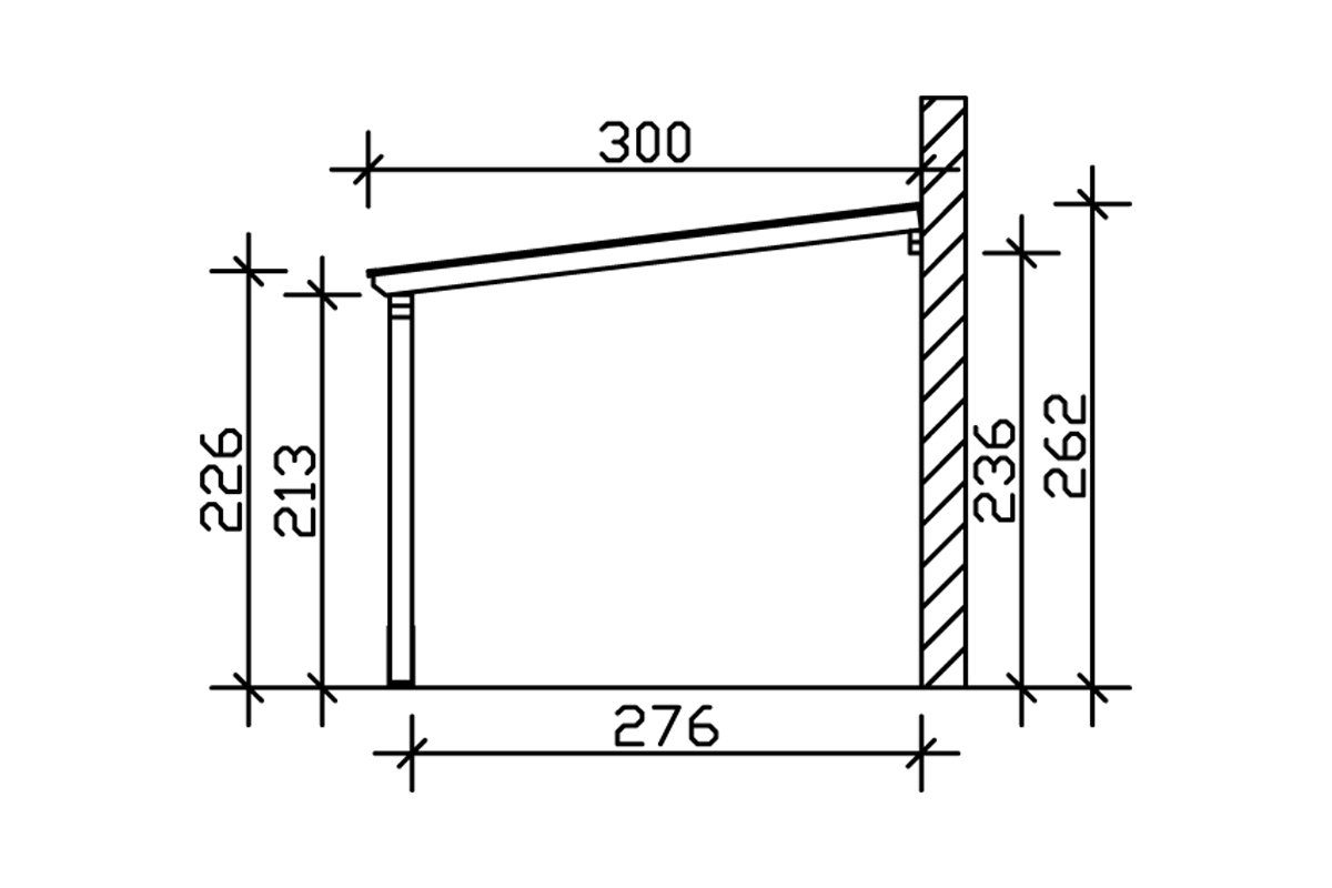 cm, BxT: 213 300x541 Anlehncarport cm braun Vogtland, Skanholz Einfahrtshöhe