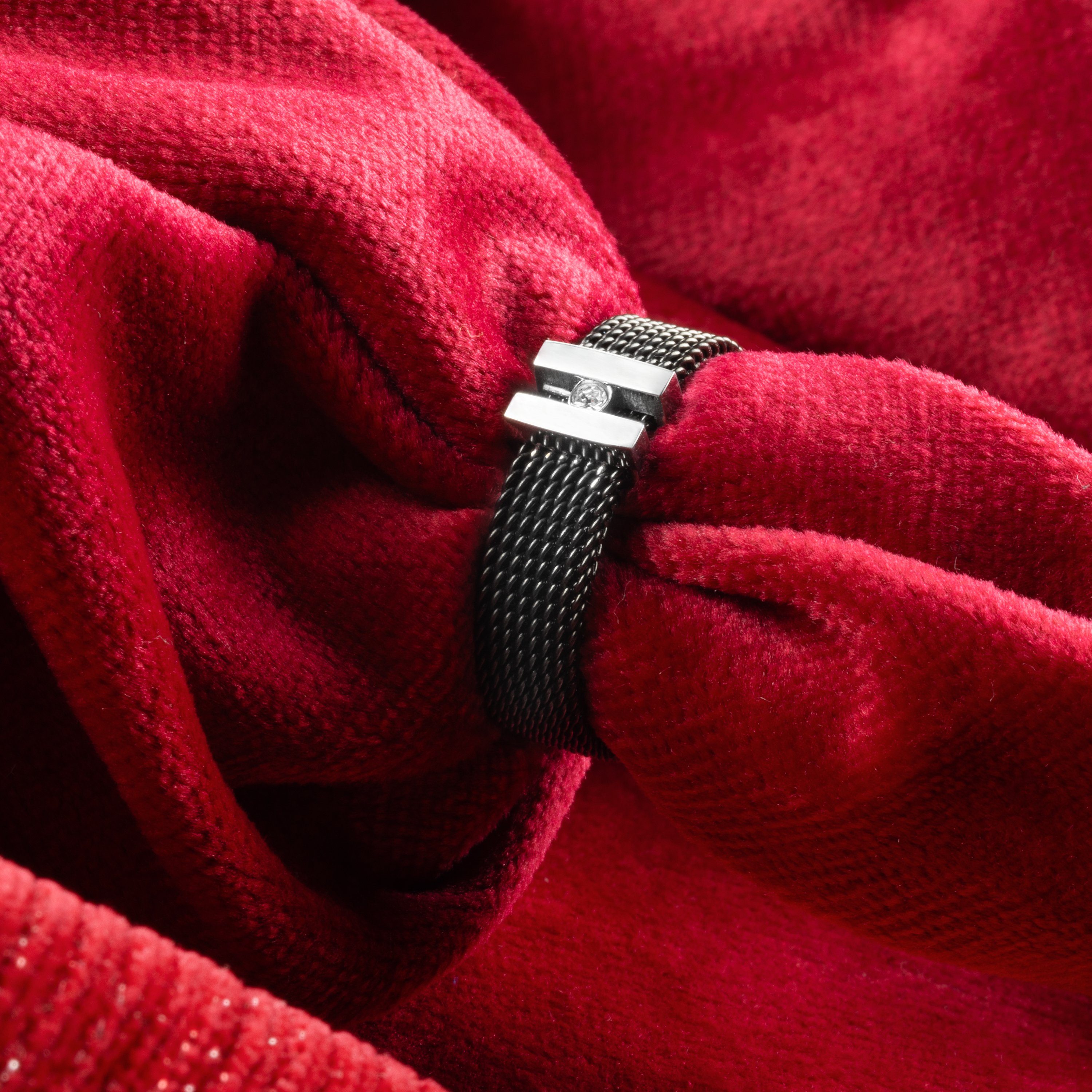 meditoys Fingerring Damen-Edelstahlring · Mesh-Ring (Schwarz) mit Kristall günstig online kaufen