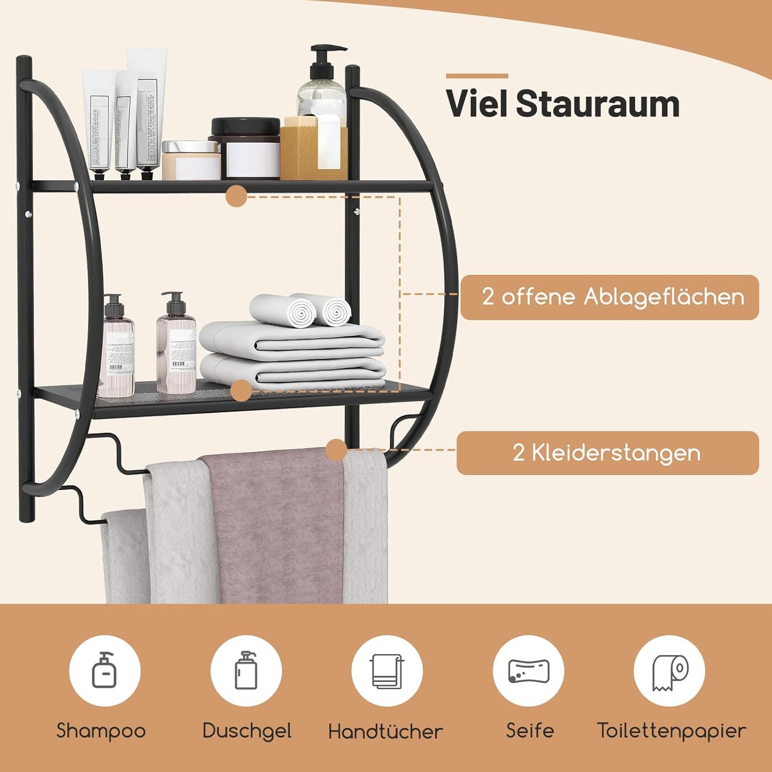 KOMFOTTEU Handtuchhalter Handtuchablage, Badezimmerständer, Badetuchstange, günstig online kaufen