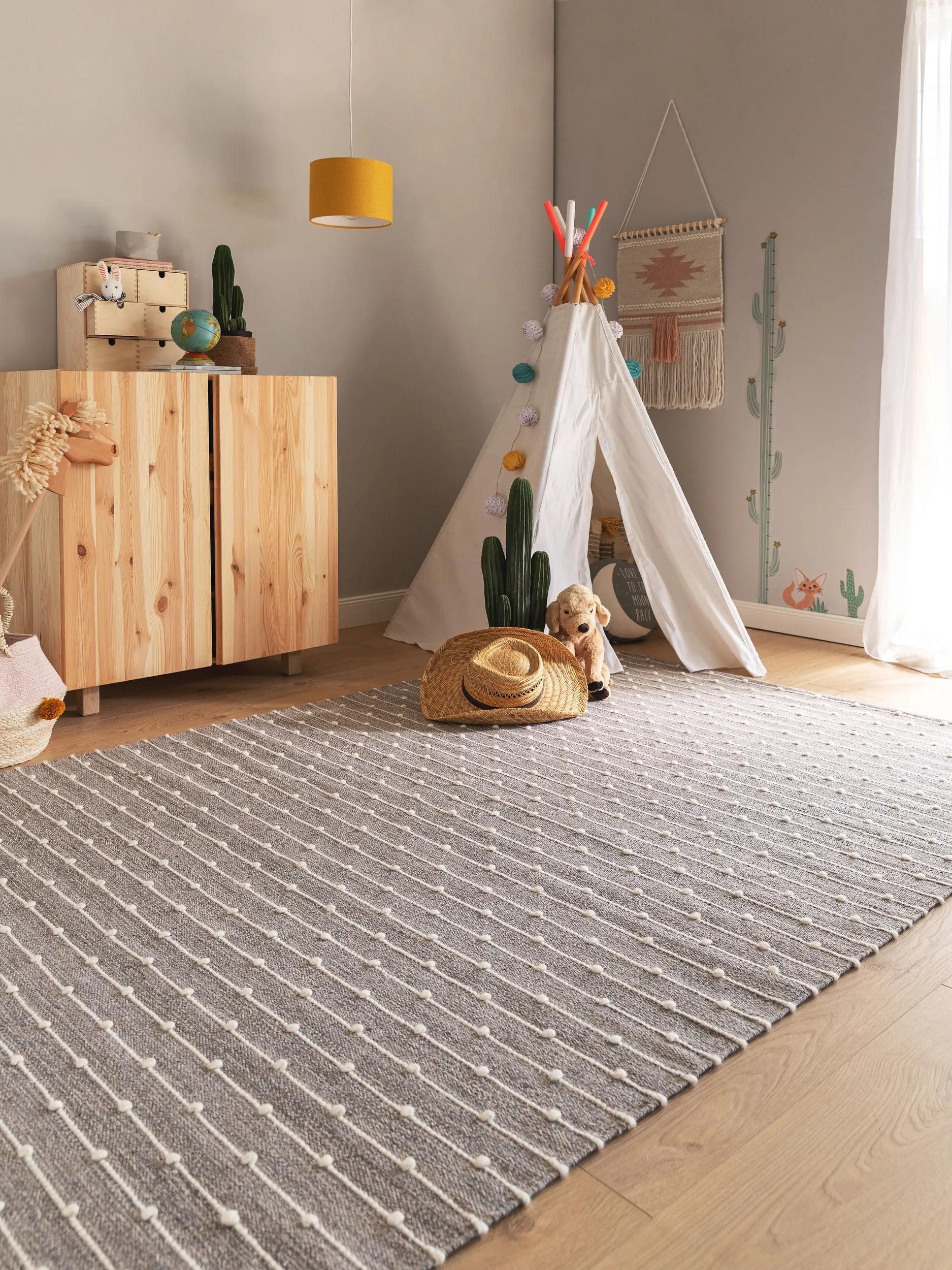 benuta Kinderteppich Lupo, rechteckig, Höhe: 5 mm, Kunstfaser, Berber, Ethno-Style, Wohnzimmer
