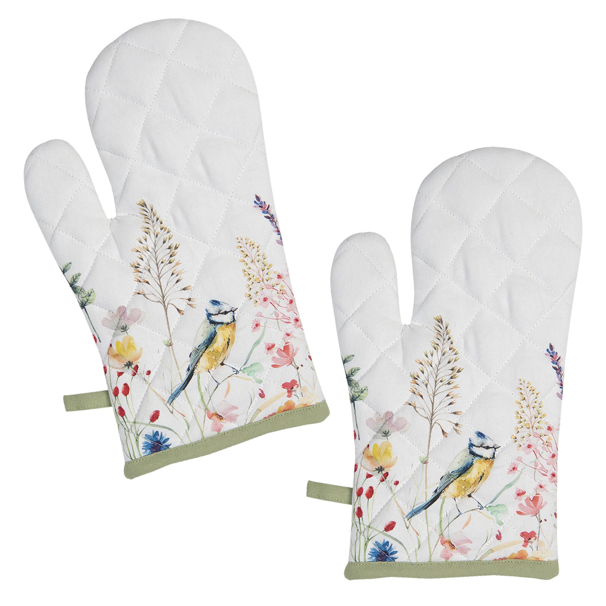 Clayre & Eef Topfhandschuhe So Floral, (Set, 2-tlg., 2-teilig), Ofenhandschuhe wattiert Größe: ca.18x30 cm