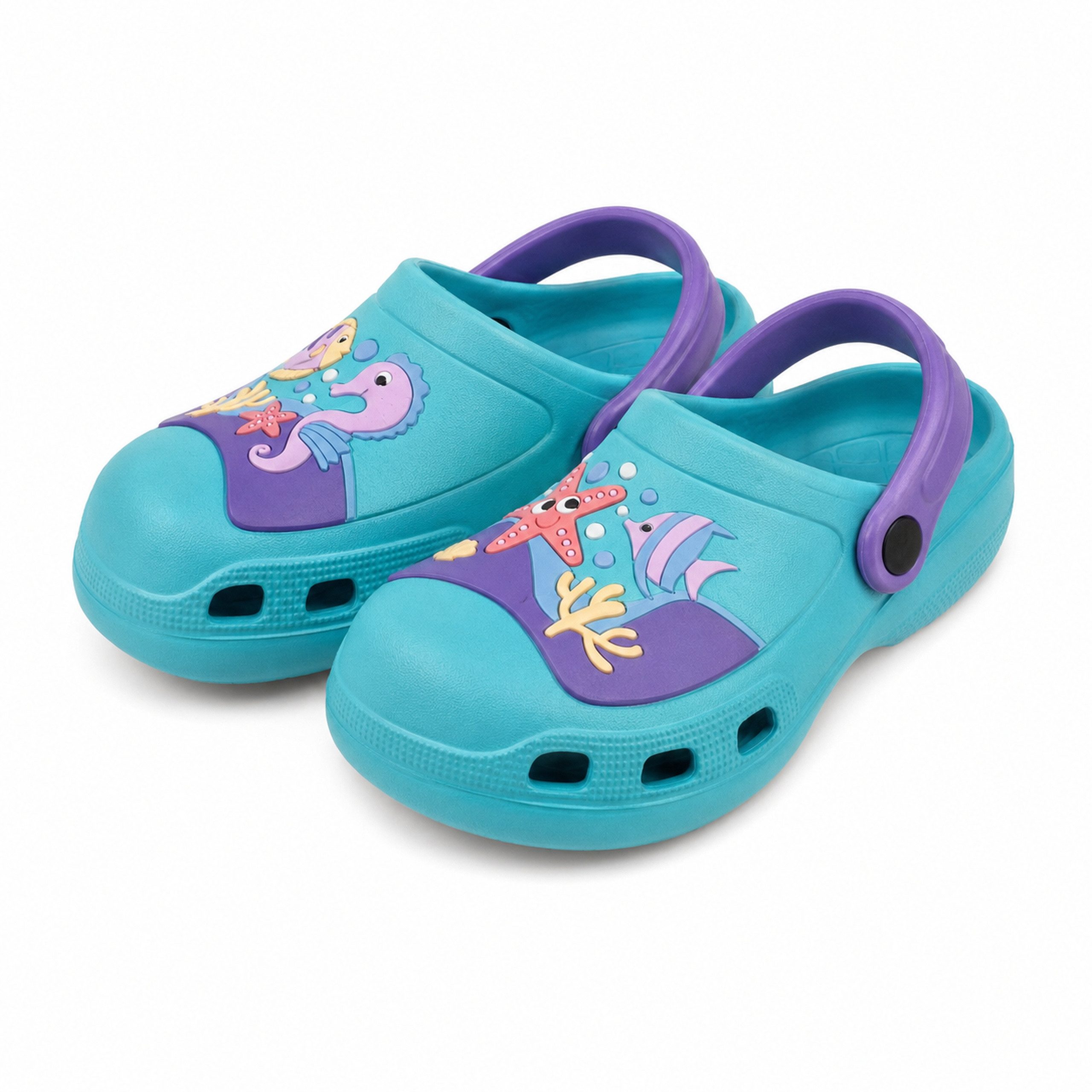 kamelshopping Clogs für Kinder mit Fersenriemen und Belüftungslöchern Clog verschiedene Motive, ideal als Gartenschuh, Badeschuh, Hausschuh etc.