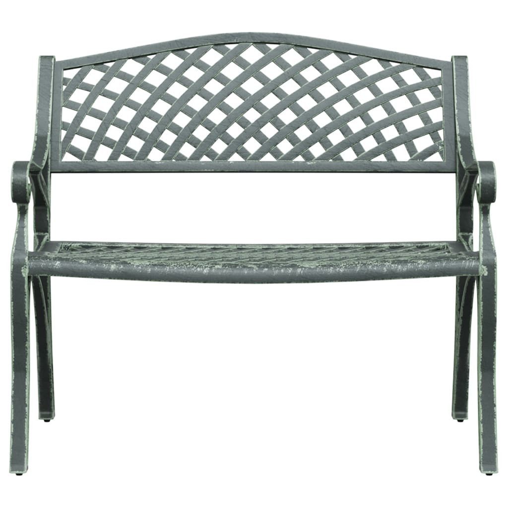 furnicato Gartenbank Grüne 102 x 50 x 83 cm aus Aluminiumguss und Gusseisen, Witterungsbeständige Sitzbank mit Schnörkel-Design und Blumenmuster