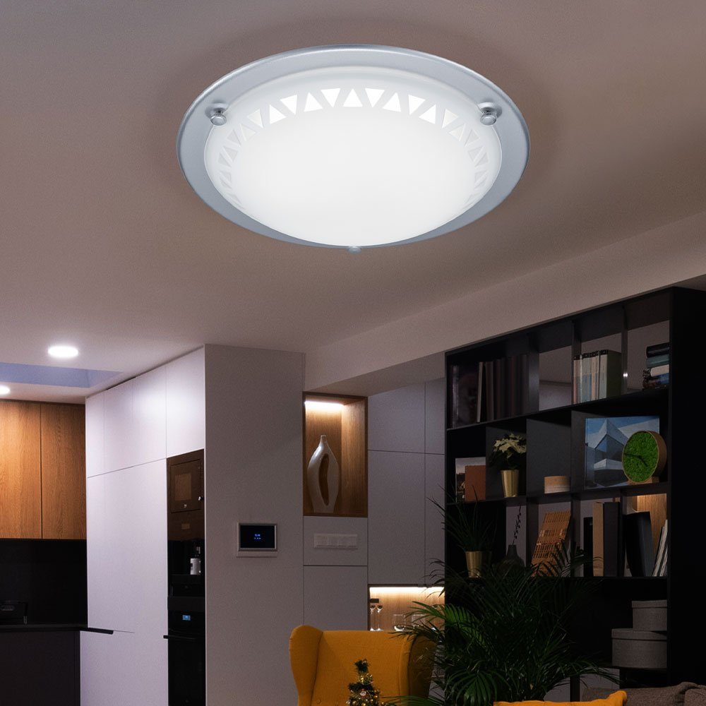 LED Deckenleuchte Warmweiß, satiniert Leuchten LED-Leuchtmittel Wohnzimmerlampe verbaut, TRIO Glaslampe LED fest Deckenlampe Deckenleuchte,