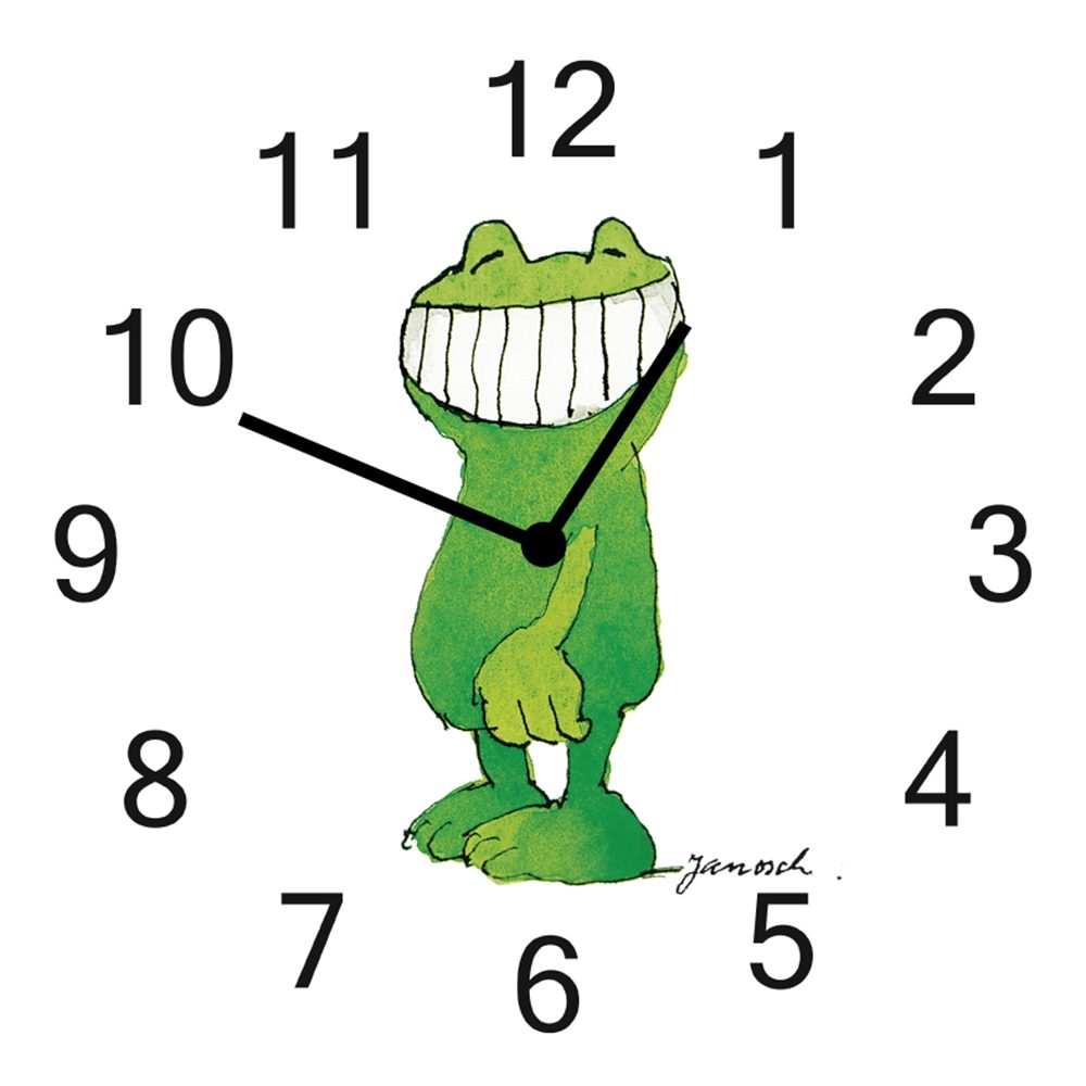 LuckyLinde Wanduhr Frosch (Wanduhr, Uhr, geräuschlos, JANOSCH, Kindermotiv, Panama)