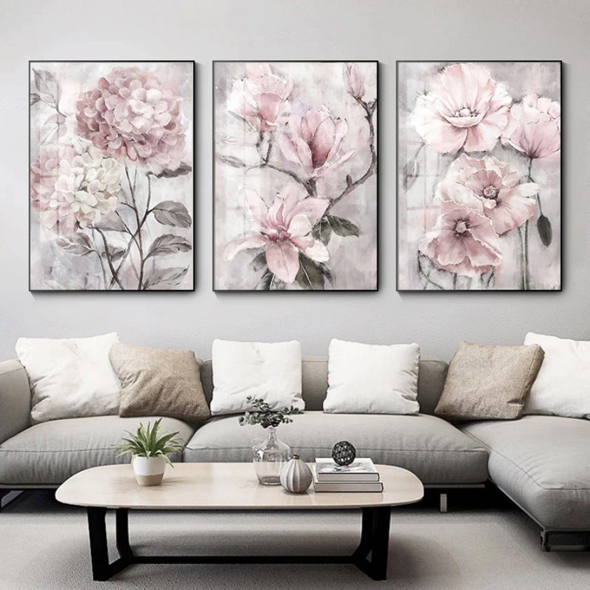 TPFLiving Kunstdruck (OHNE RAHMEN) Poster - Leinwand - Wandbild, Rosa Blumen - 3 Motive in 17 Größen zur Auswahl - (Auch in DIN A4, DIN A3 und DIN A2 - Günstige – Bild 4 von 5