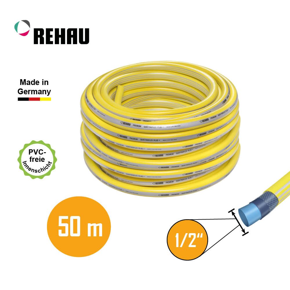 Rehau Gartenschlauch Gartenschlauch Gelb 50 m 1/2" druckstabil mit 24-fädiger Armierung