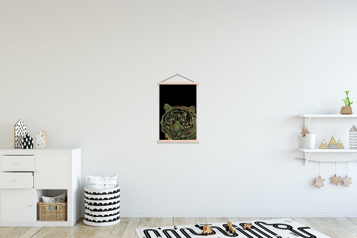MuchoWow Poster Tiger Posterleiste, St), Camouflage (1 Bilderleiste, für Wohnzimmer, Textilposter Magnetisch Kopf, - 