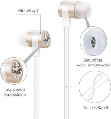 Quntis Kopfhöher In-Ear-Kopfhörer (Diamant-Element Flat Style mit Mikrofon)