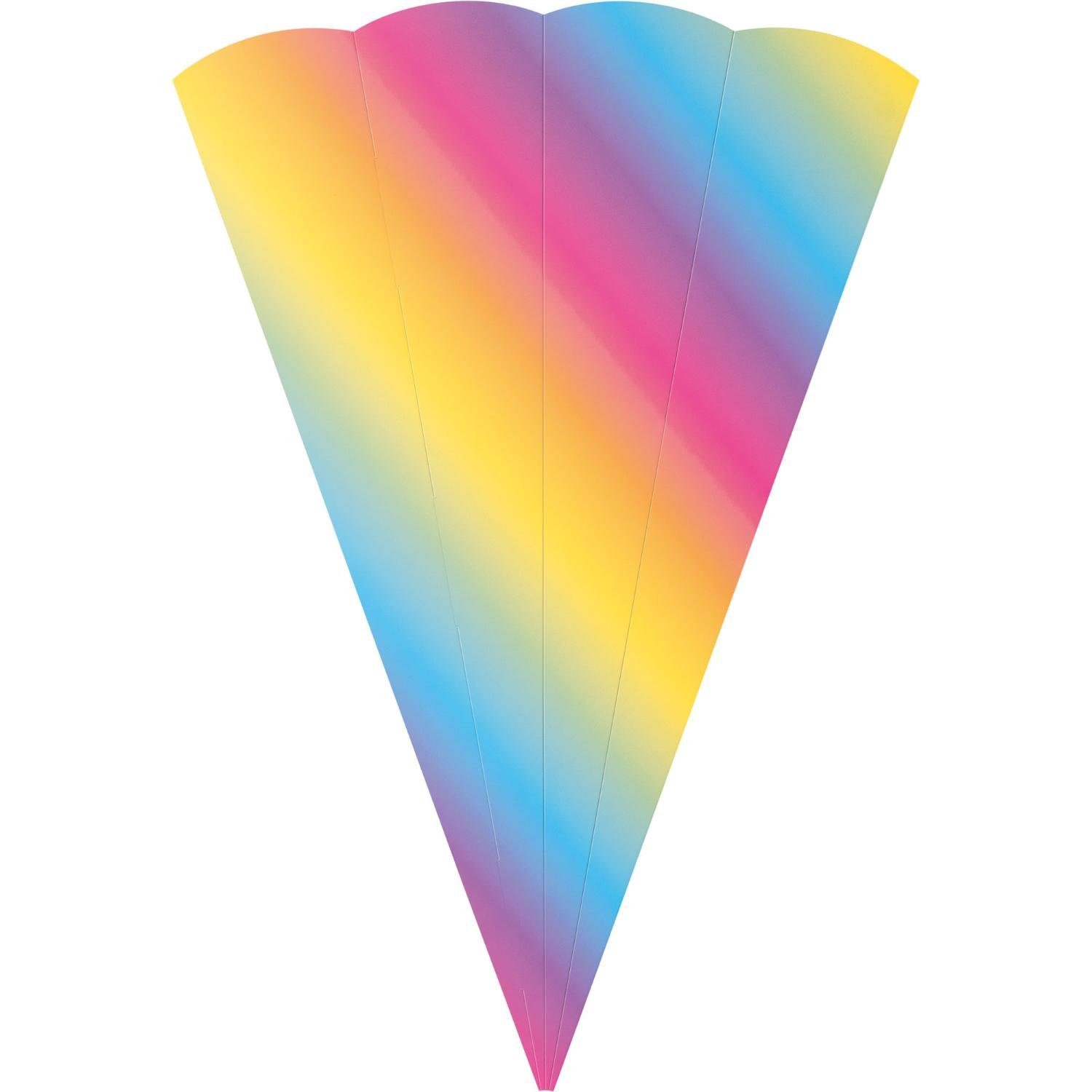 itenga Schultüte Schultüten-Zuschnitt 6-eckig, 68cm Regenbogen - Schultüten Rohling zum