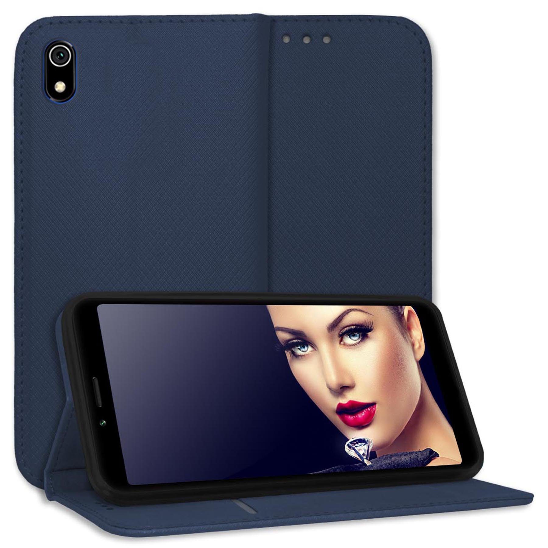 mtb more energy Smartphone-Hülle Smart Magnet für Xiaomi Redmi 7A, Blau, Bookstyle Klapphülle Cover Wallet Case aus Kunstleder
