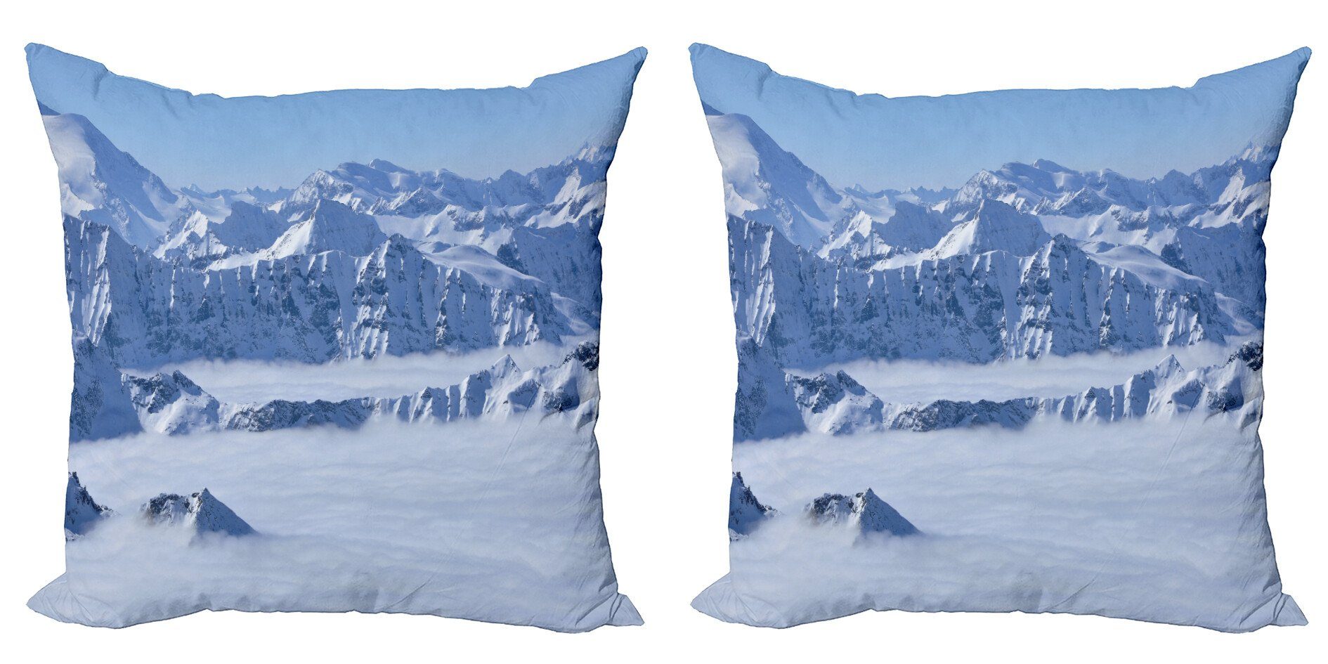 Kissenbezüge Modern Accent Doppelseitiger Digitaldruck, Abakuhaus (2 Stück), Winter Wolken am Gipfel Nebel