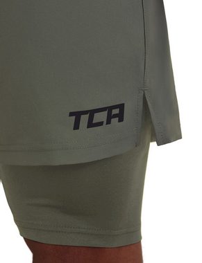 TCA Trainingsshorts TCA Herren 2-in-1 Laufhose mit Kompressionshose - Grün/Grün (S) (1-tlg)