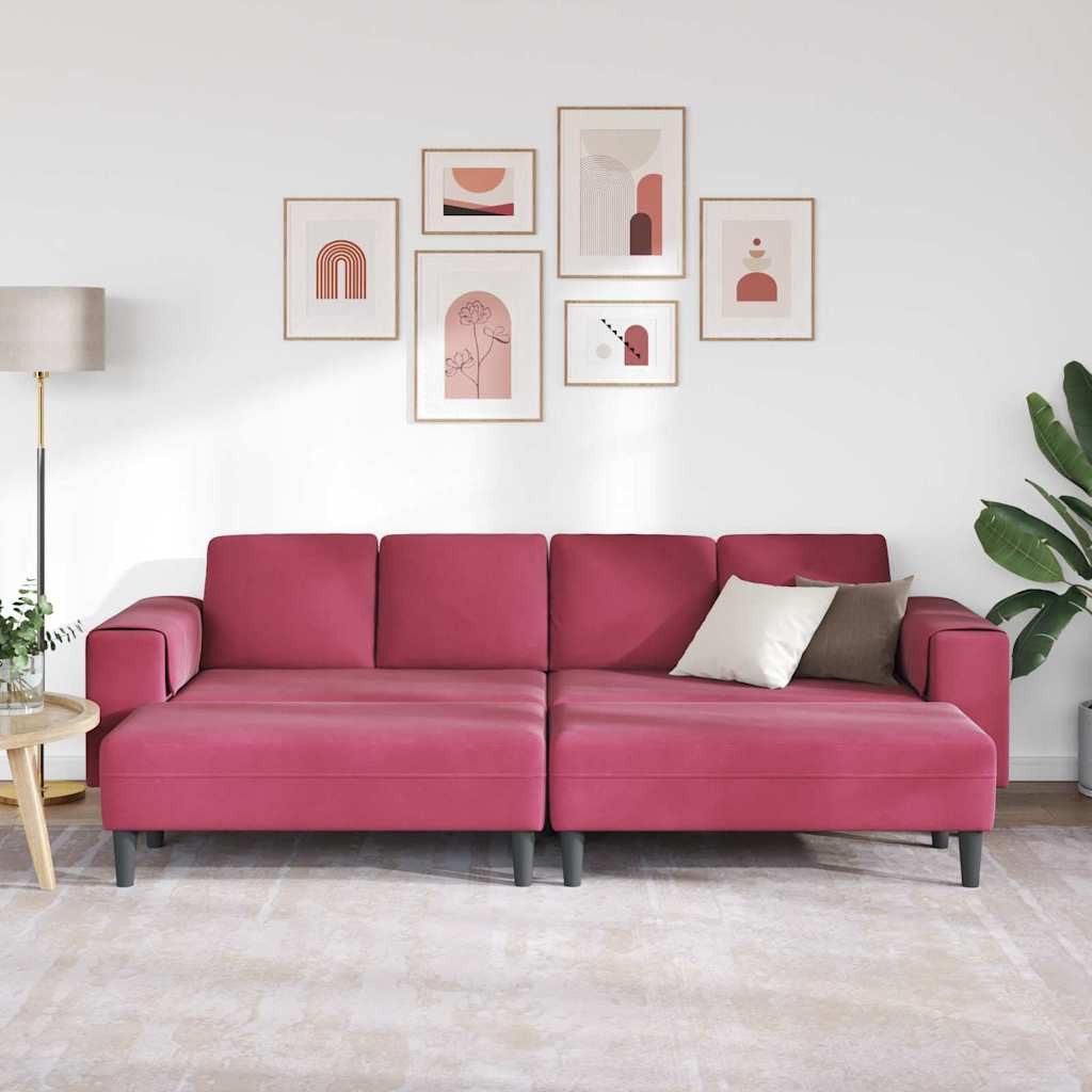vidaXL Sofa Sofa Set Weinrot Samt, günstig online kaufen