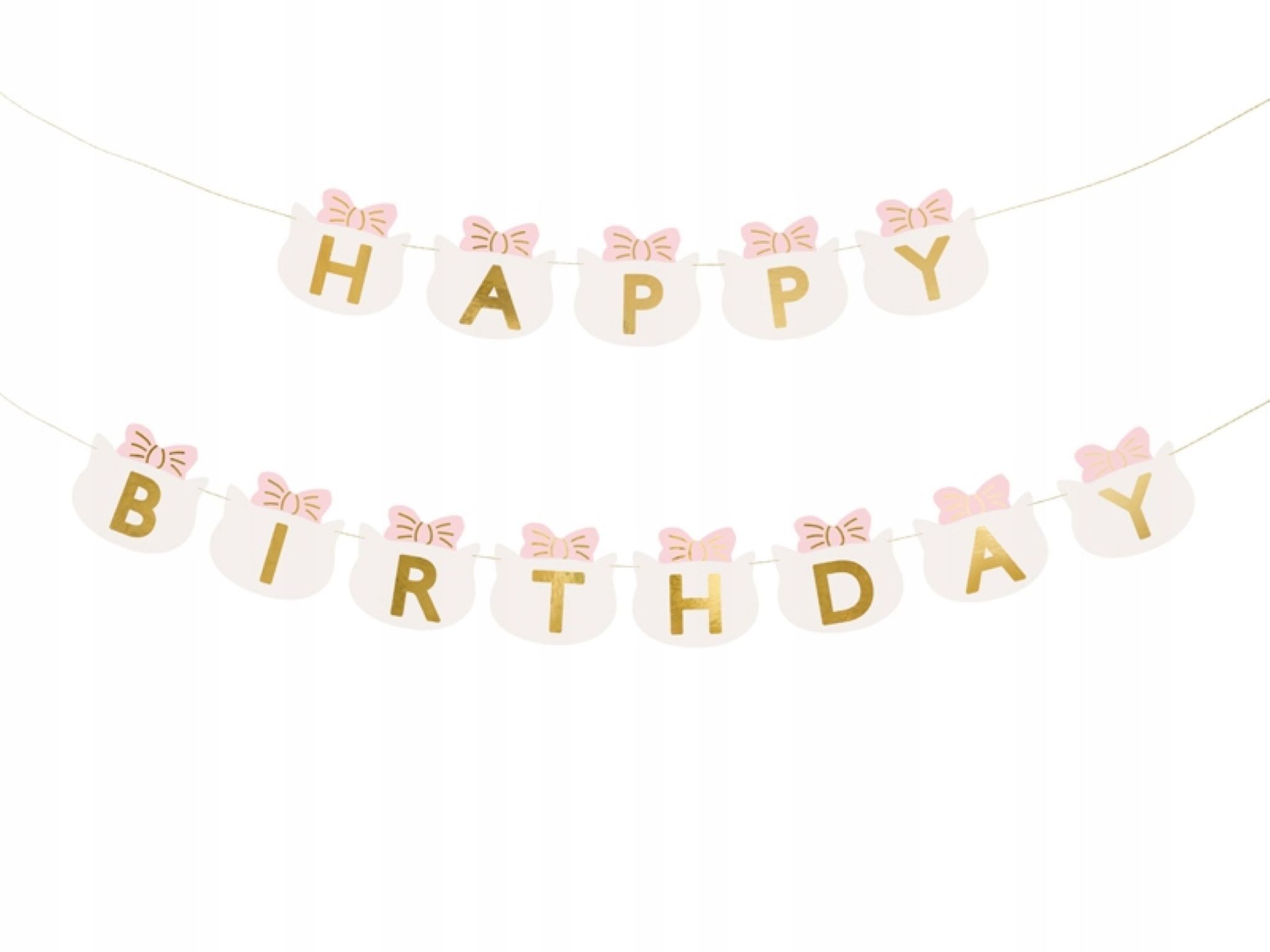 partydeco Girlande Niedlicher "Happy Birthday"-Banner mit Katzenmotiv, 2,8 m