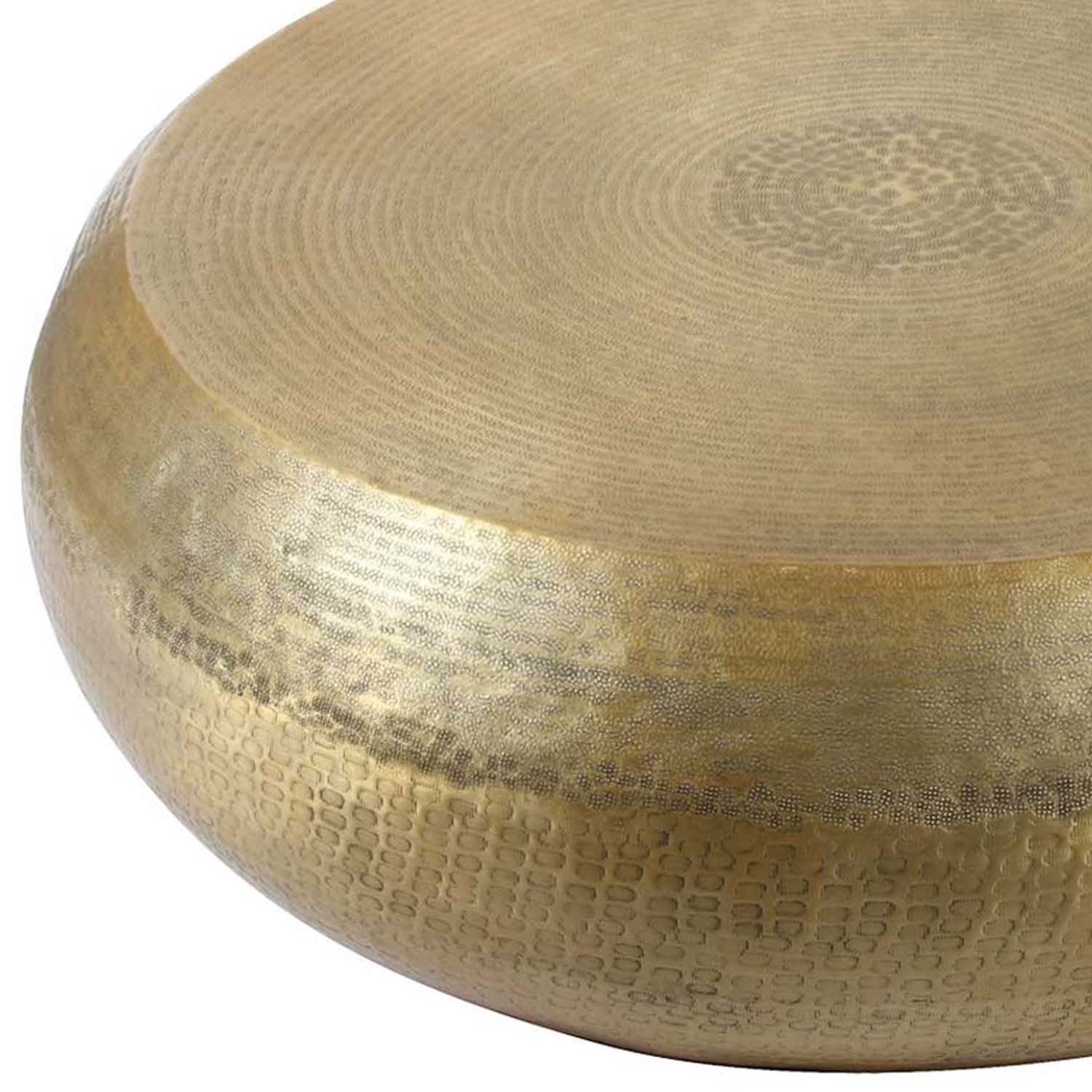 Casa Moro Couchtisch Sofatisch Couchtisch Gold Tisch Aluminium (Boho Chic Lounge Wohnzimmer-Tisch, 1-St., 1 Tisch), Durchmesser ca. Ø 98 cm aus Aluminium gehämmert, TSV8020