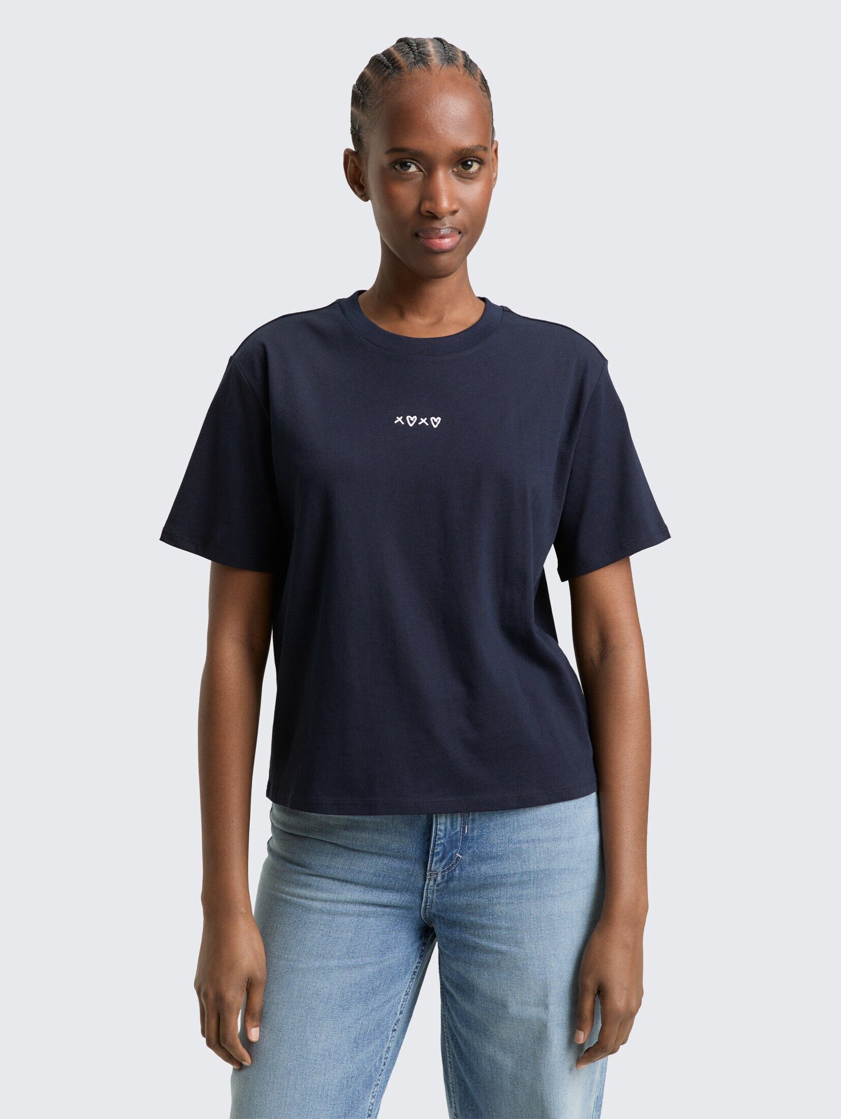 TOM TAILOR Denim T-Shirt T-Shirt Boxy Fit T-Shirt mit Stickerei