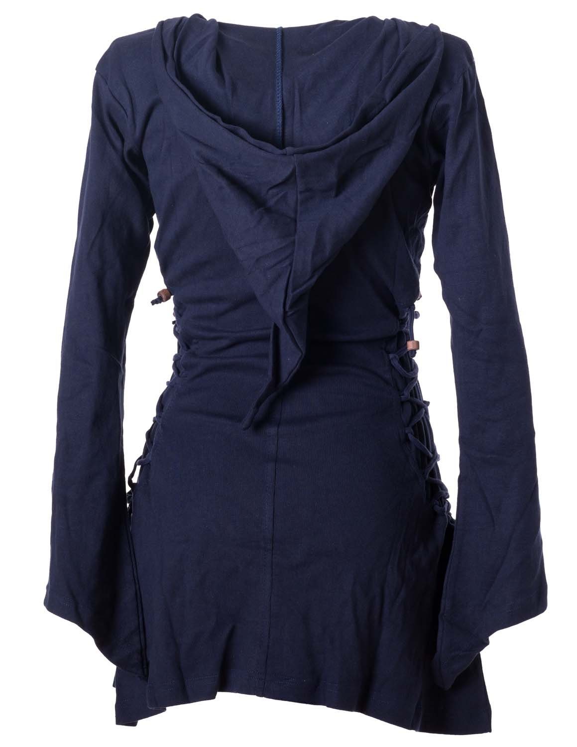Vishes Zipfelkleid dunkelblau Elfenkleid mit Bändern zum Style Schnüren Gothik Ethno, Hoody, Zipfelkapuze