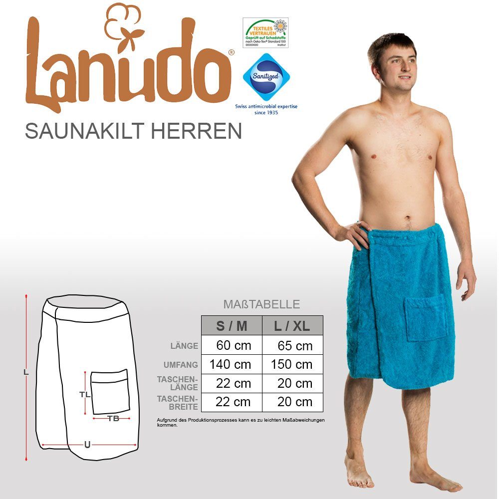 Lanudo Saunatuch Herren Baumwolle, Line, Saunakilt 400g/m, Pure Lanudo® 100% antibakter Silber