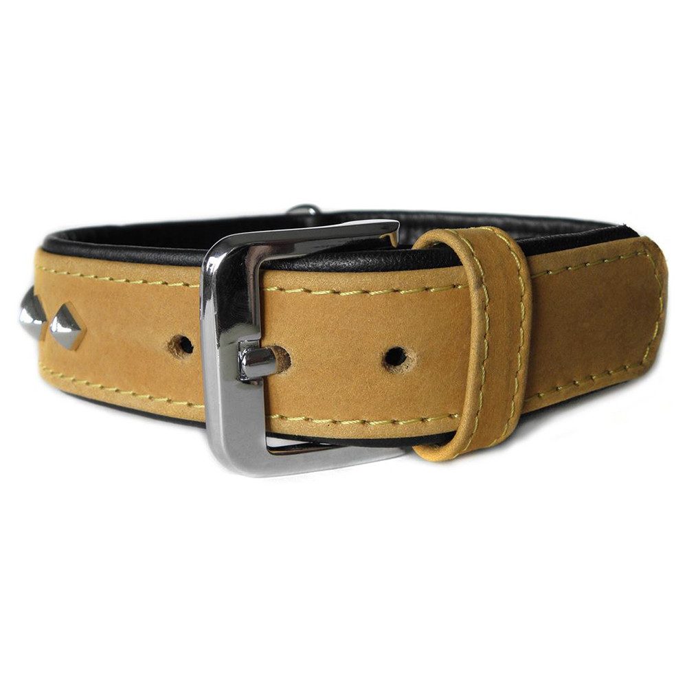 Das Lederband Hunde-Halsband Hundehalsband Roma sand/schwarz