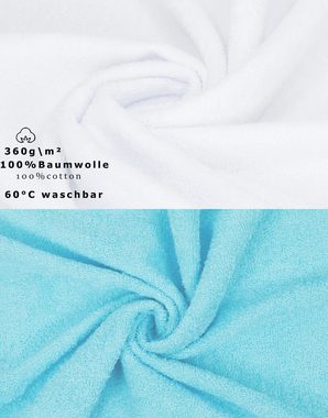 Betz Handtuch Set 8-tlg.. Handtuch-Set Palermo Farbe weiß und türkis, 100% Baumwolle