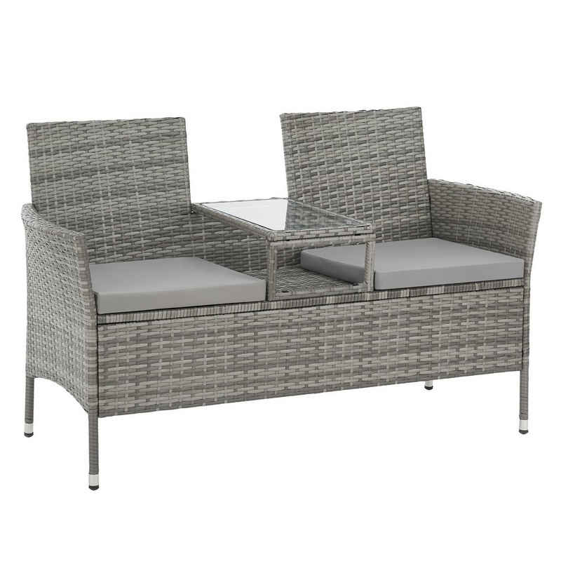 SVITA Gartenbank CHICAGO, 2-Sitzer, Rattanbank, Polyrattan, Grau