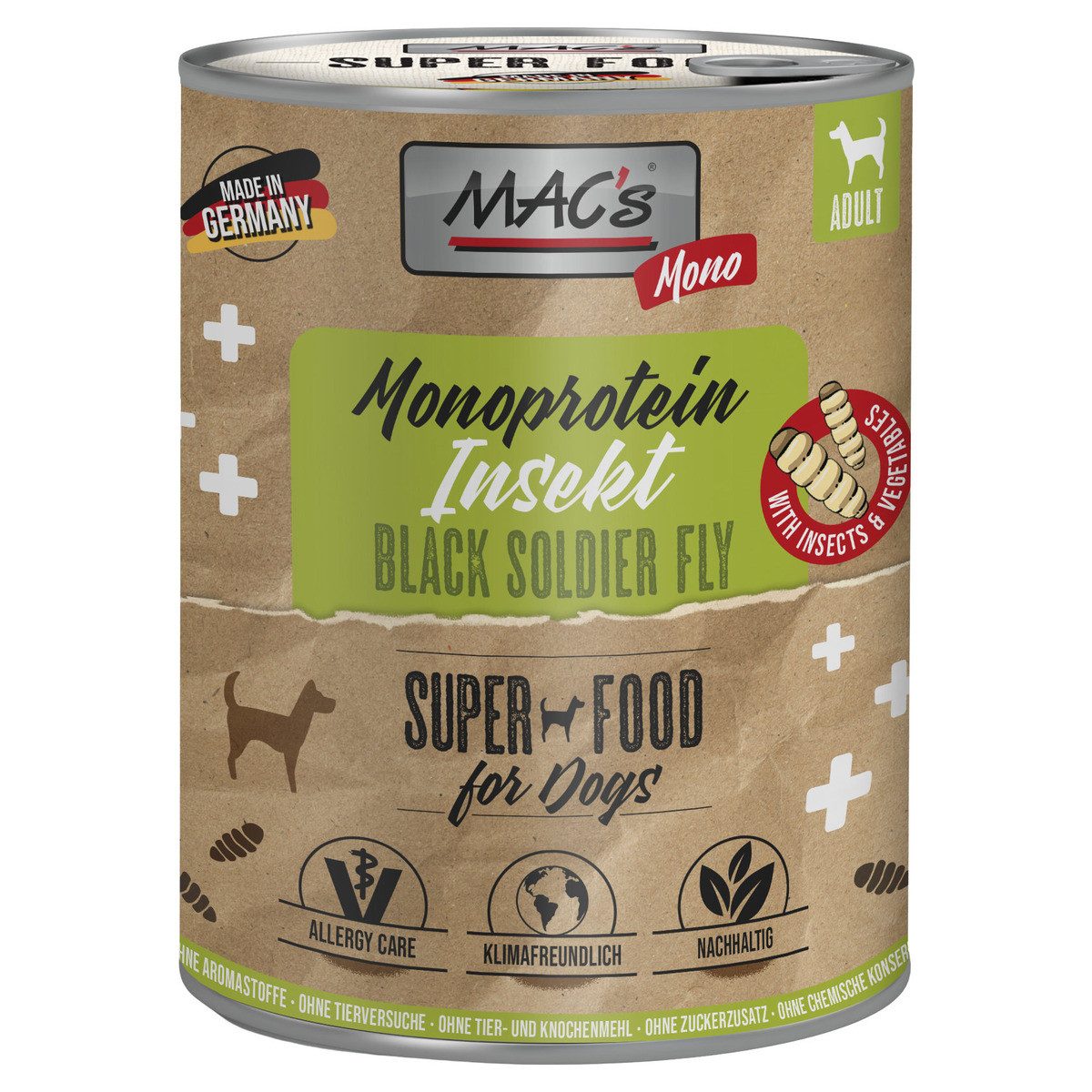 MAC'S Mono Insekten 750 g - 6 Stück, Nassfutter für: Hund