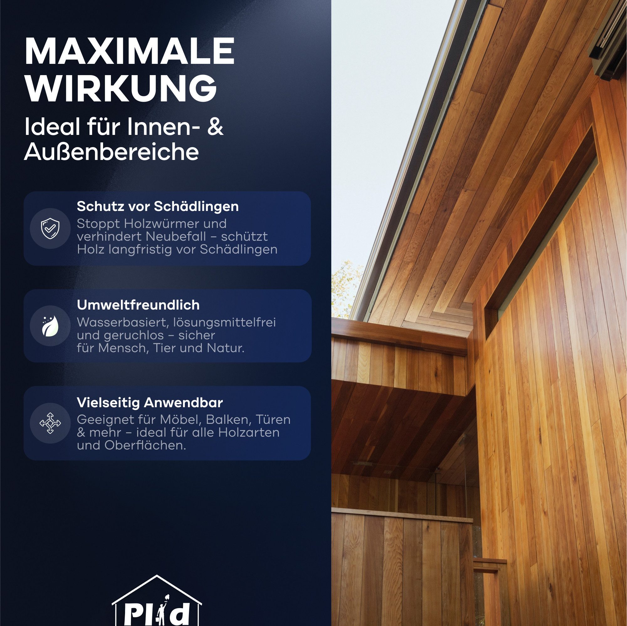 plid Holzwurm-Ex Holzwurm-Schreck & Pinselset 3-tlg Holzschutz Holzwürmer Holzbohrkäfer, Schnelltrocknend