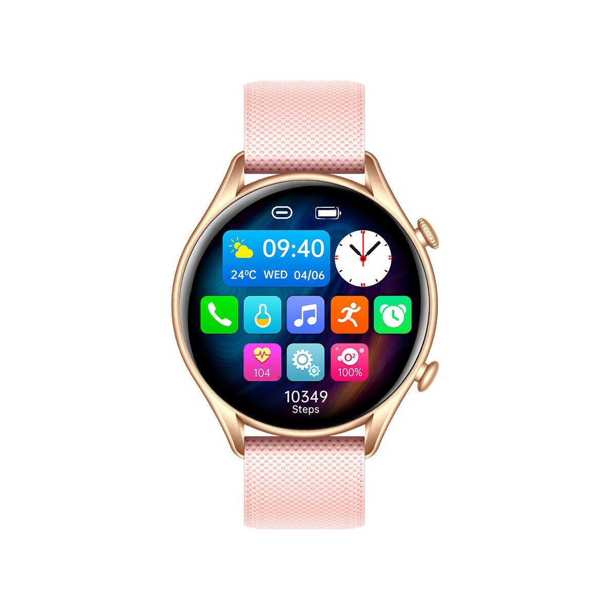 myPhone EL Smartwatch Armbanduhr 1,32"Display wasserdicht IP67 Schwarz / Pink Smartwatch