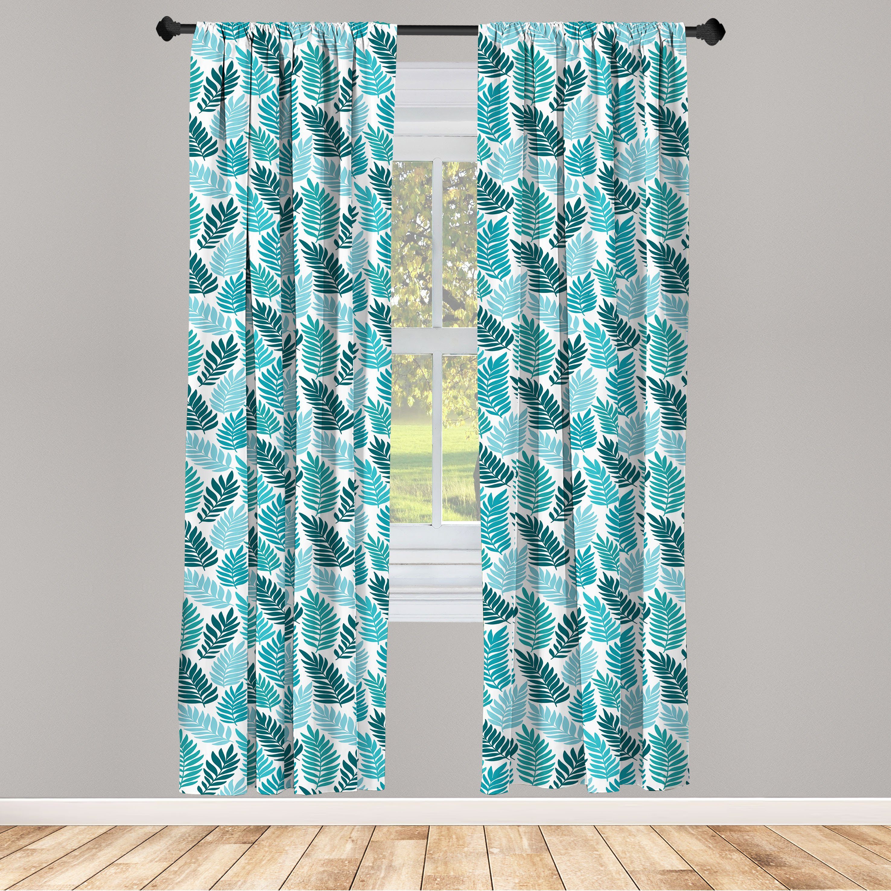 Gardine Vorhang für Wohnzimmer Schlafzimmer Dekor, Abakuhaus, Microfaser, Blumen Exotische tropische Blatt- Kunst