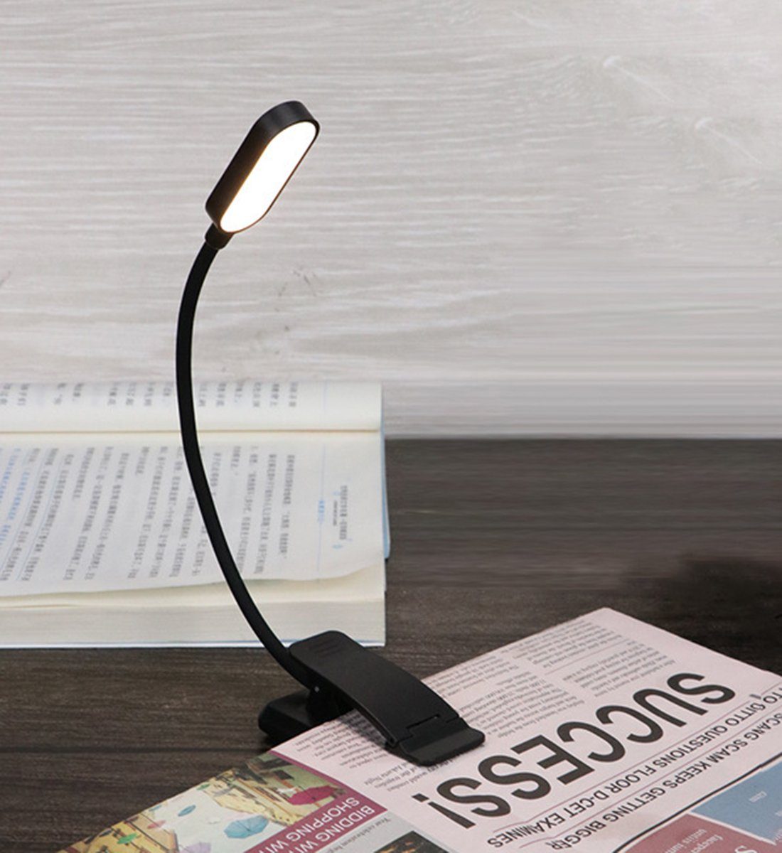 Buch Buchlampe, Haiaveng Bett LED für 3 Modi, Klemmleuchte Nachtlesen ins Wiederaufladbare Leselampe Farbtemperatur USB Leselampe Klemme,