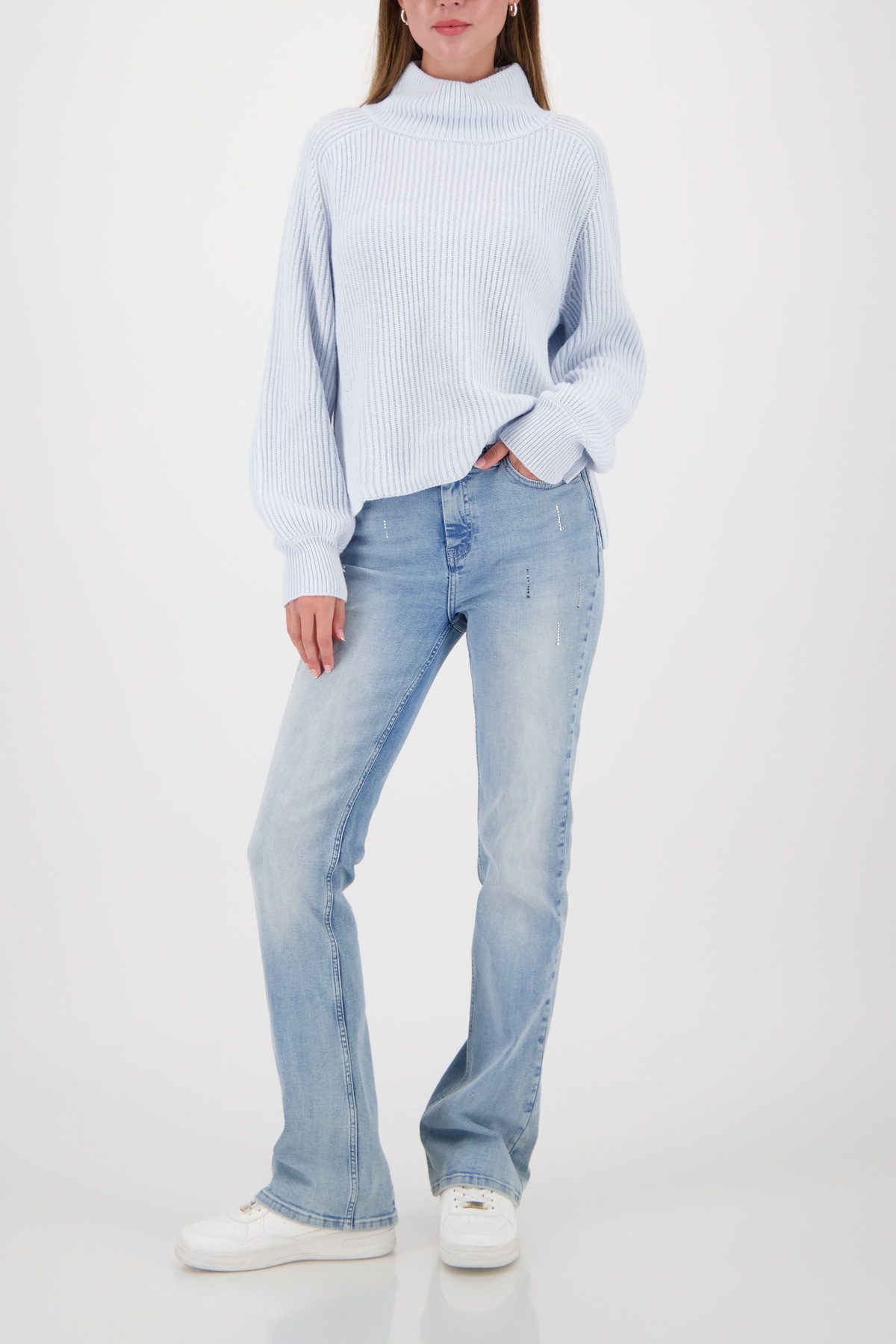 Monari Strickpullover Pullover Basic Perlfang Regular fit mit Stehkragen