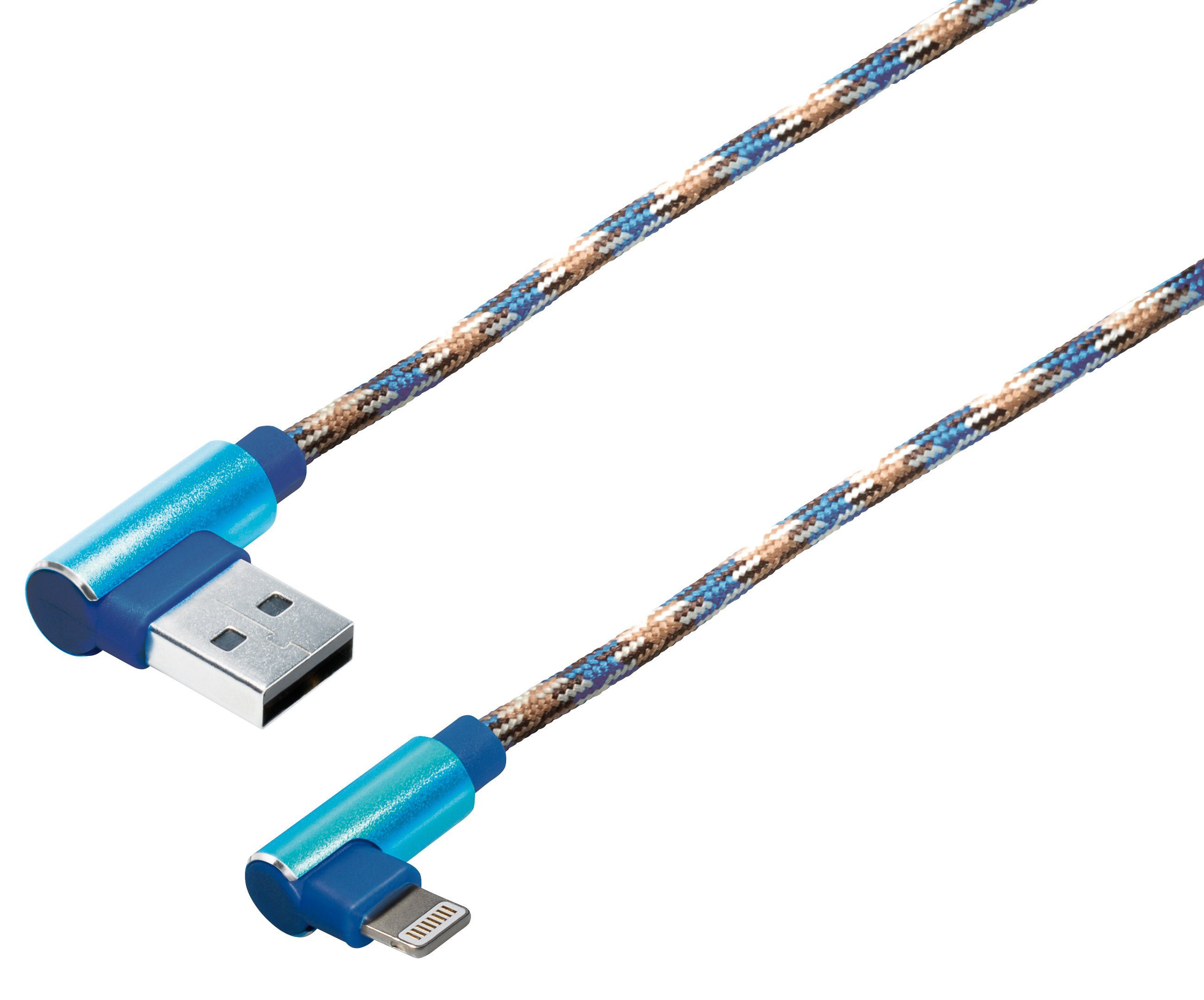 Maxtrack Smartphone-Kabel, USB, USB-A Winkelstecker auf 8-pol. Winkelstecker (100 cm), Ladekabel gewinkelt Reversible für iPhone, iPad, iPod