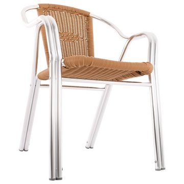 Raburg Bistrostuhl VITA in NATUR-BEIGE, Polyrattan, Alu in SILBER, verschiedene Sets (Set), hochwertiges Doppelrohr-Aluminium-Gestell, stapelbar, bis 150 kg