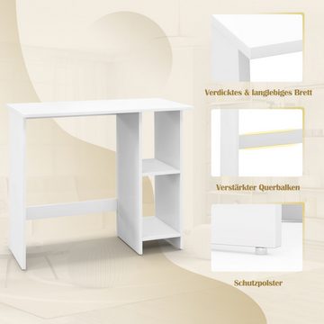 COSTWAY Schreibtisch, mit verstellbarer Ablage Bürotisch klein 80x39,5x73,5cm
