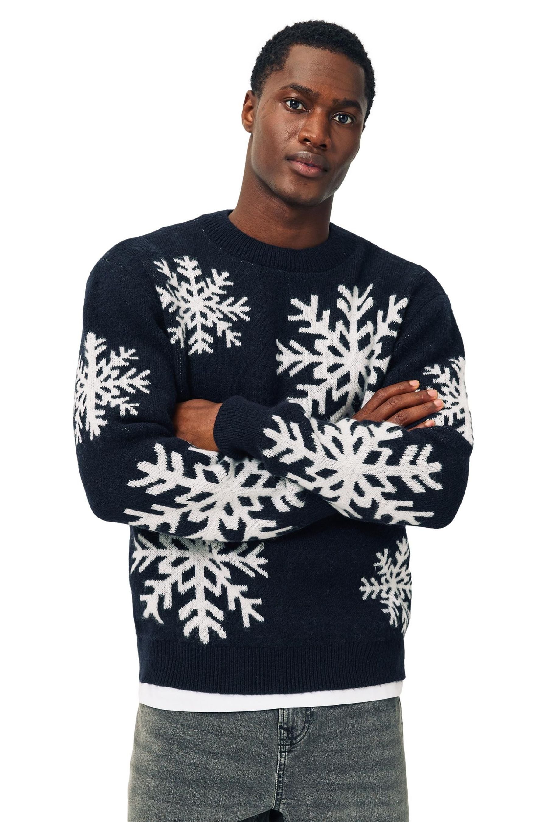 LIPSY Rundhalspullover Lipsy weihnachtlicher Strickpullover, Schneeflocke (1-tlg)