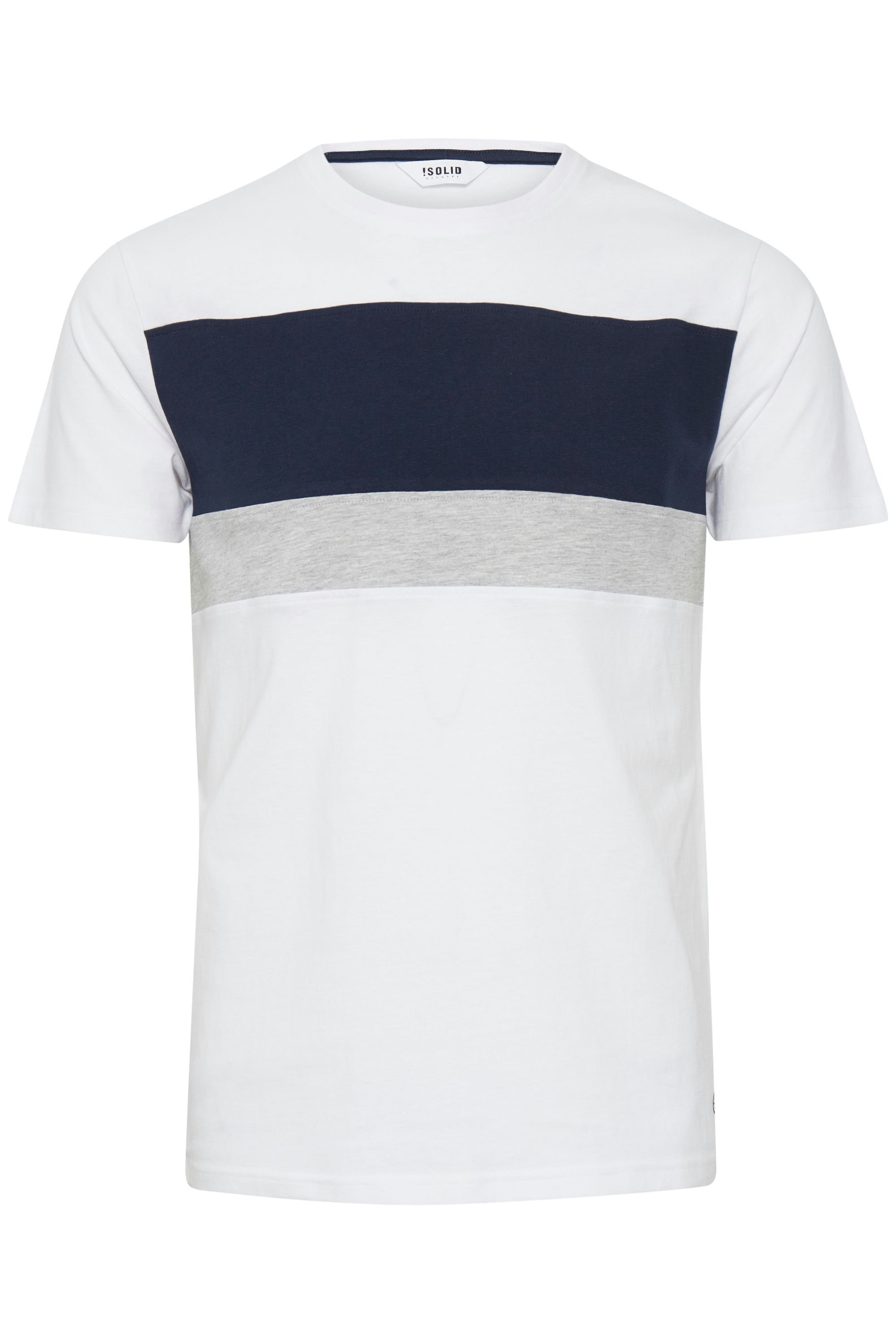 Rundhalsshirt !Solid Tricolor (110601) Streifenoptik White SDSascha T-Shirt in