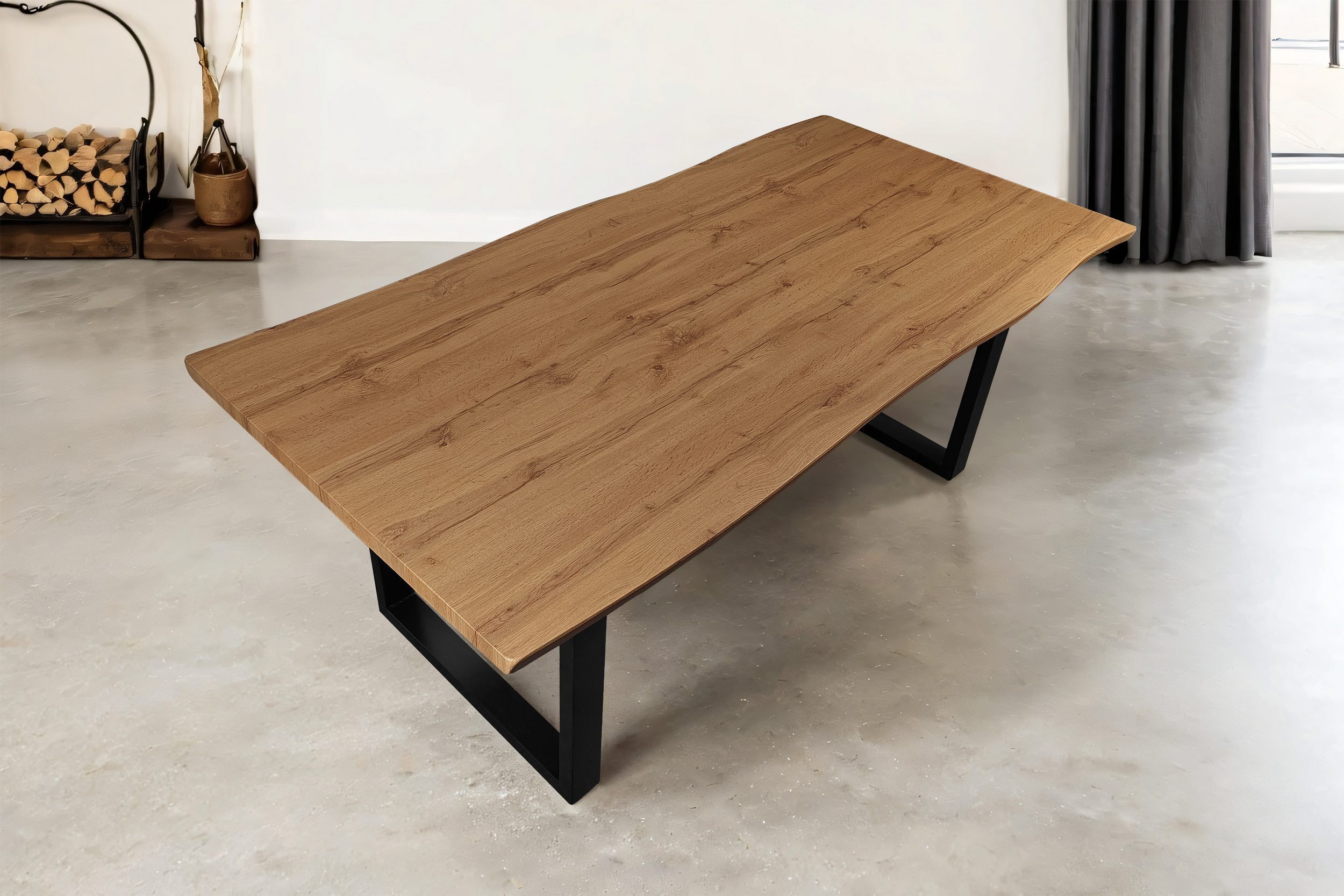 SAM® Essgruppe Juwel, Holz Wildeiche Optik, Metallgestell, Baumkante und Stühle
