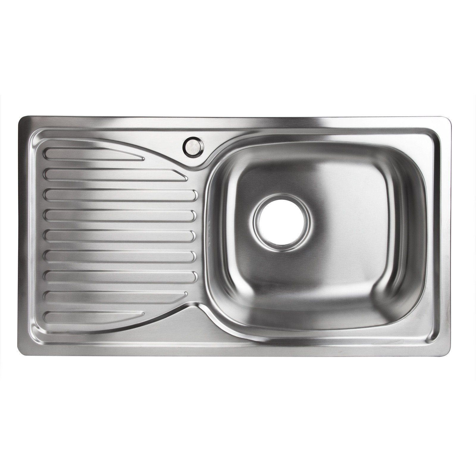 Stabilo Sanitär Edelstahlspüle Einbauspülbecken Chrom eckig aus Edelstahl mit Abtropffläche links, 43/78 cm, (Komplett-Set, komplettem Siphon inkl. Befestigungsmaterial), Mit Abtropffläche und Siphon