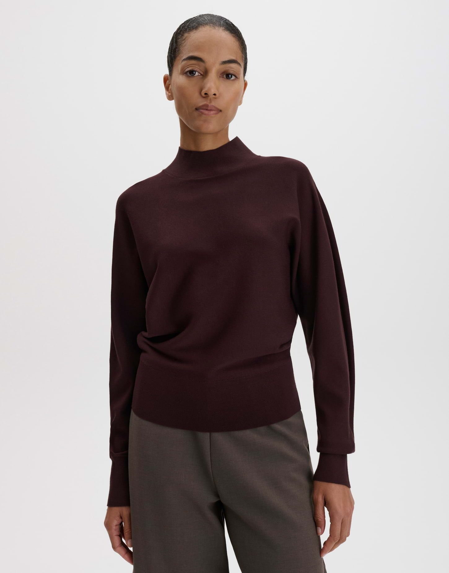 someday Strickpullover Tineka aus feinem Strick Verkürzte Silhouette mit Fledermausärmeln und Stehkragen