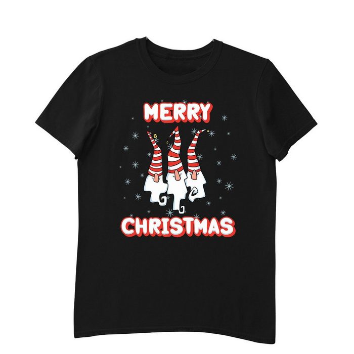 Quattro Formatee Kurzarmshirt Merry Christmas Weihnachtszwerge Herren T-Shirt (1-tlg)